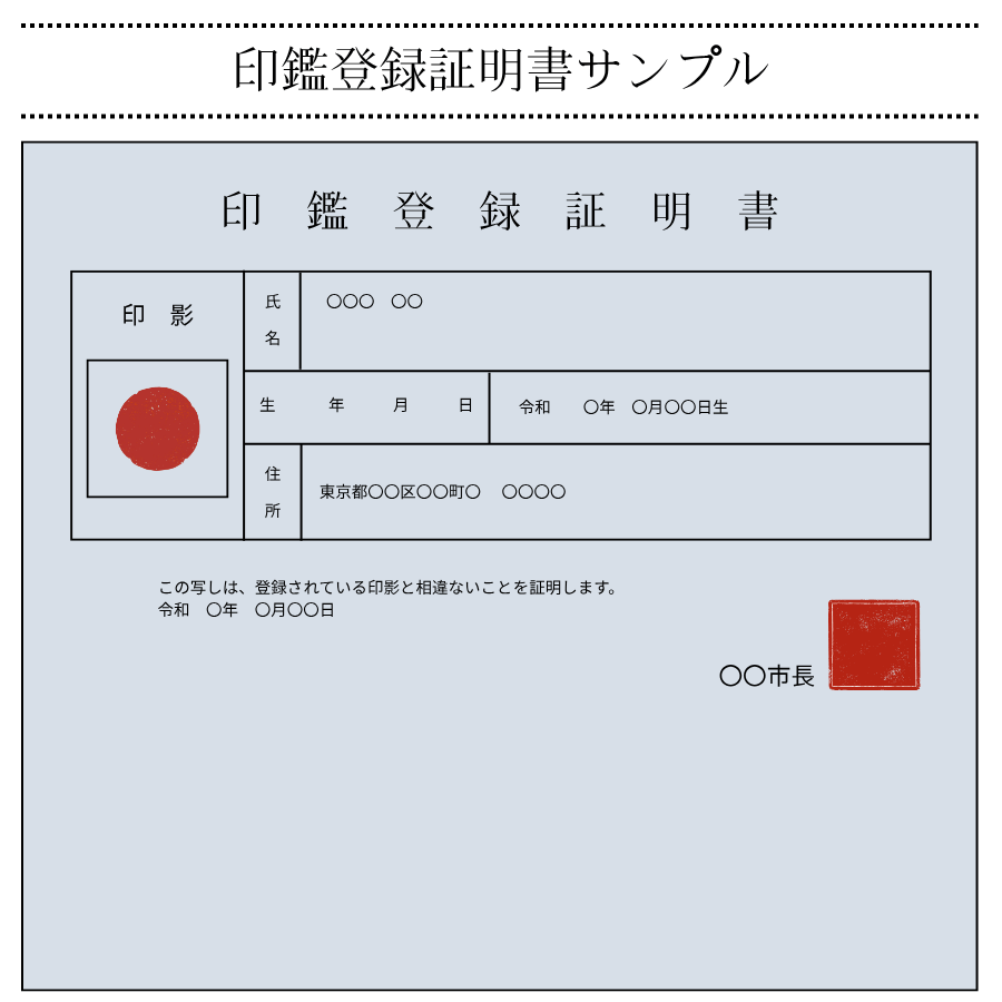 印鑑登録証明書サンプル