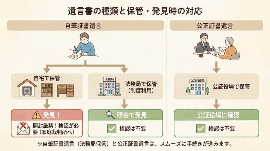 自動車相続でやることまとめ_遺言書の種類と保管・発見時の対応